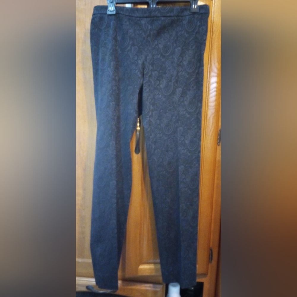 Etcetera Black Embossed Paisley Print Pants and side Zipper